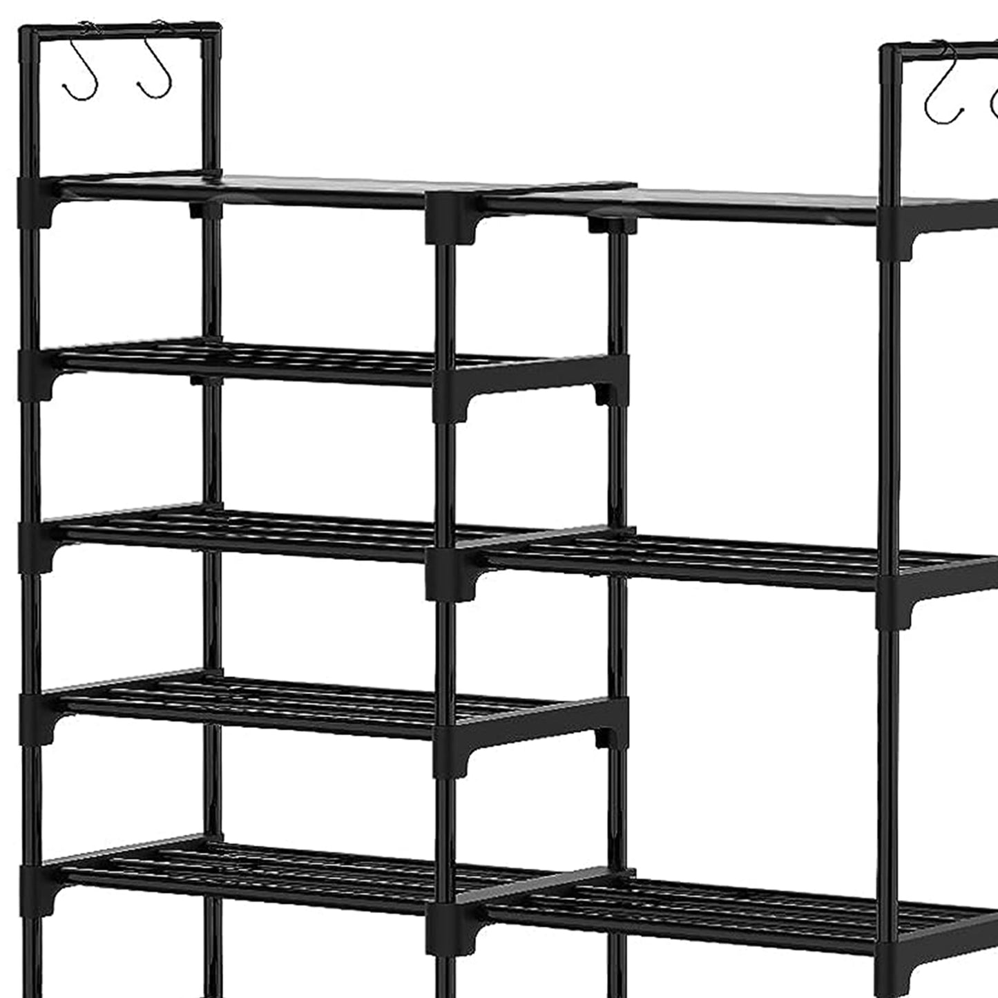 WOWLIVE 9 Tier Metal Shoe Rack, 30 to 35 Pair Shelf Storage Organizer, Black
