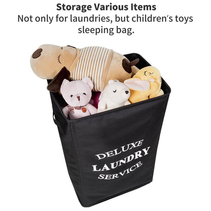 WOWLIVE 90L Foldable Rectangular Deluxe Laundry Service Rolling Basket, Black