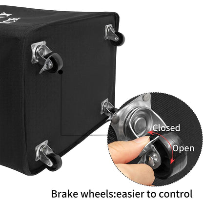 WOWLIVE 90L Foldable Rectangular Deluxe Laundry Service Rolling Basket, Black