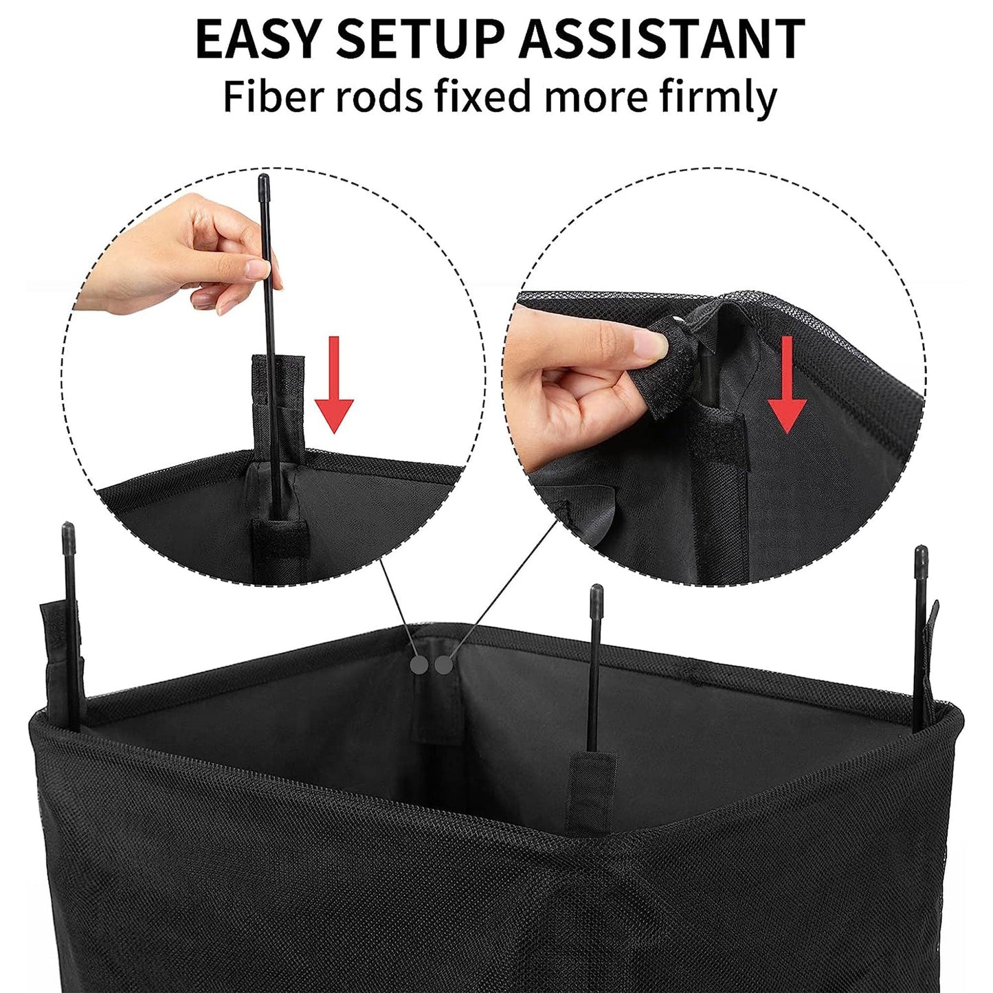 WOWLIVE 90L Foldable Rectangular Deluxe Laundry Service Rolling Basket, Black