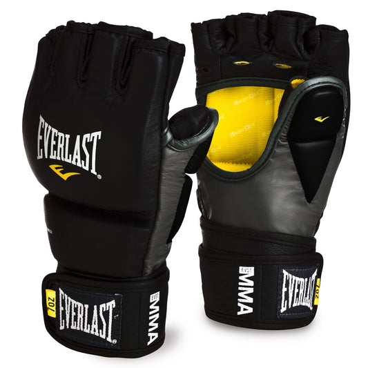 Everlast Pro Style MMA Grappling Training Gloves w/Full Wrist Strap, L/XL, Black
