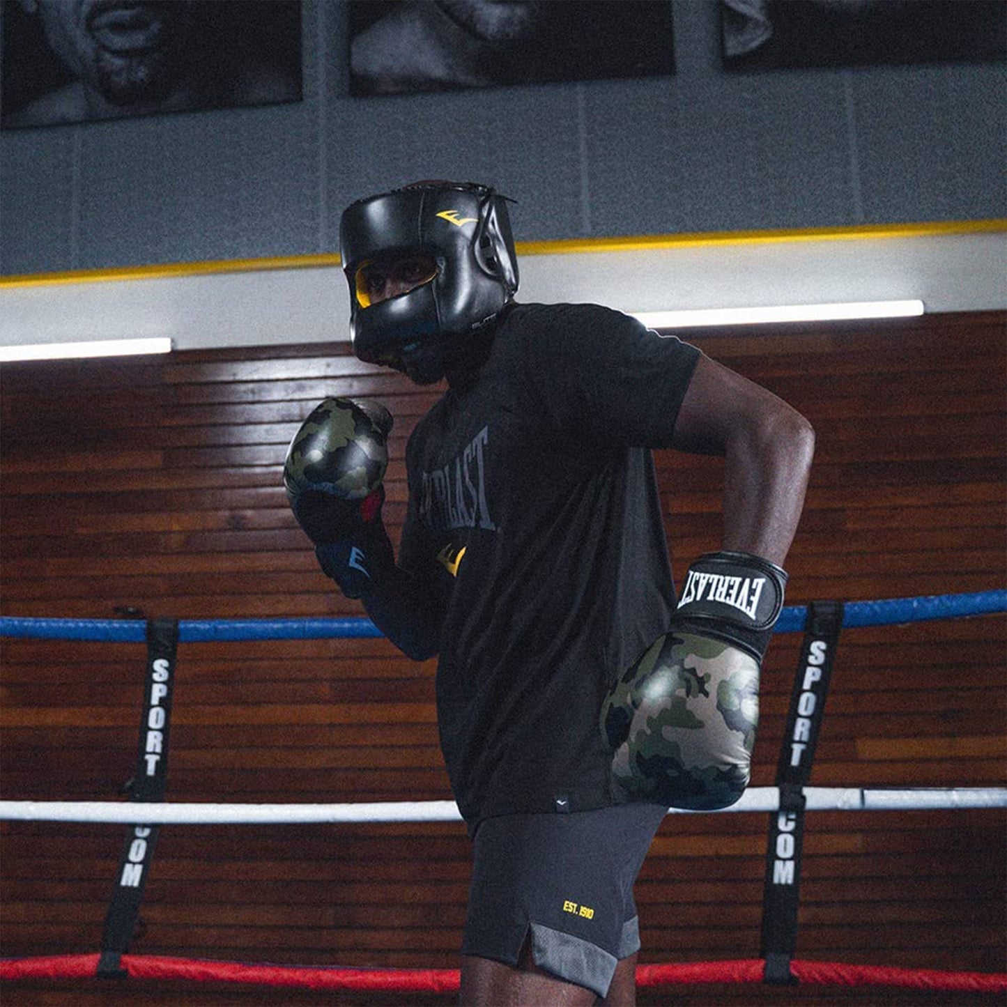 Everlast Elite Synthetic Leather Padded Headgear for Training, Medium/Large