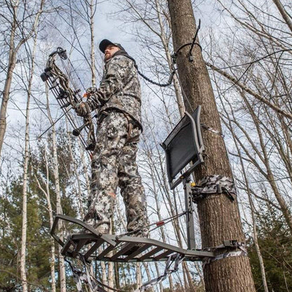 Hawk Helium Kickback Hang On Tree Stand w/Footrest & Set of 3 Climbing Sticks