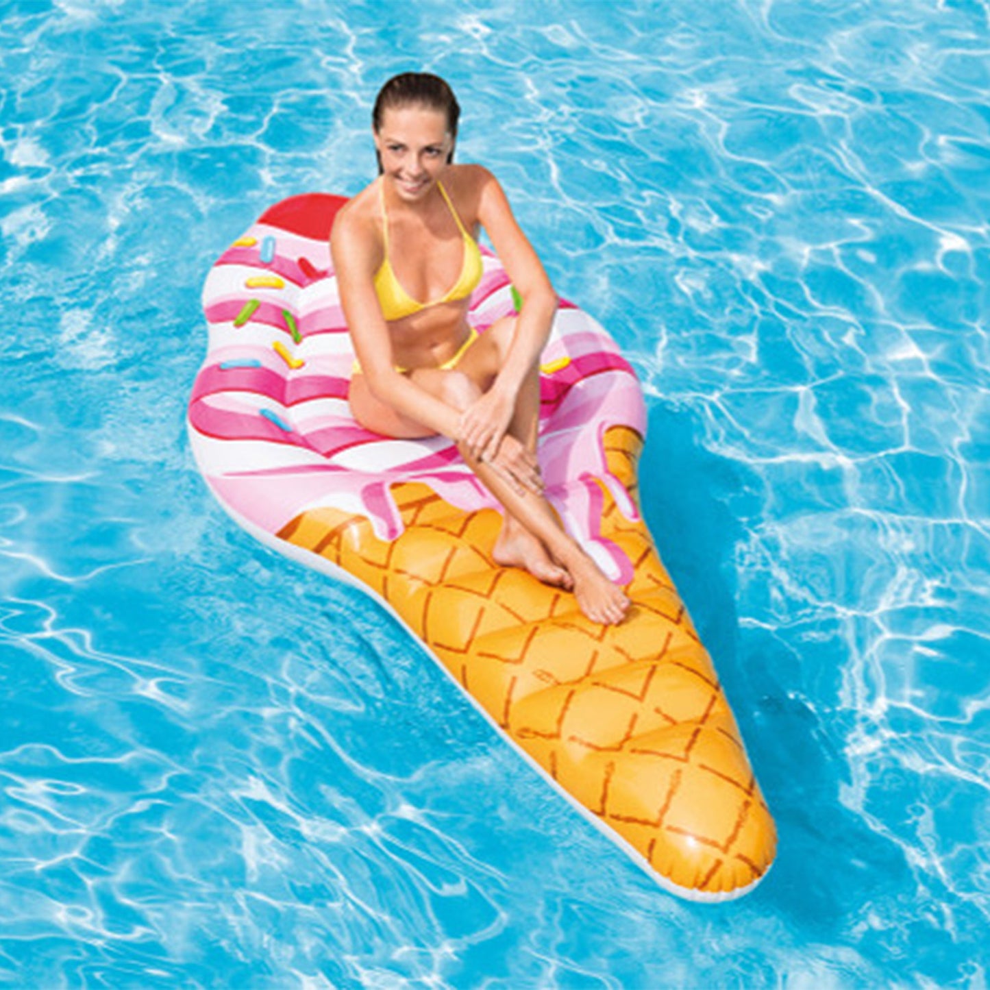 Intex Sprinkle Ice Cream 12 Gauge Vinyl Inflatable Pool Float, Supports 220lbs