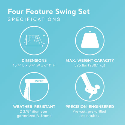 Intex 4 Activity Feature Colored Playground Swing with Trapeze Bar