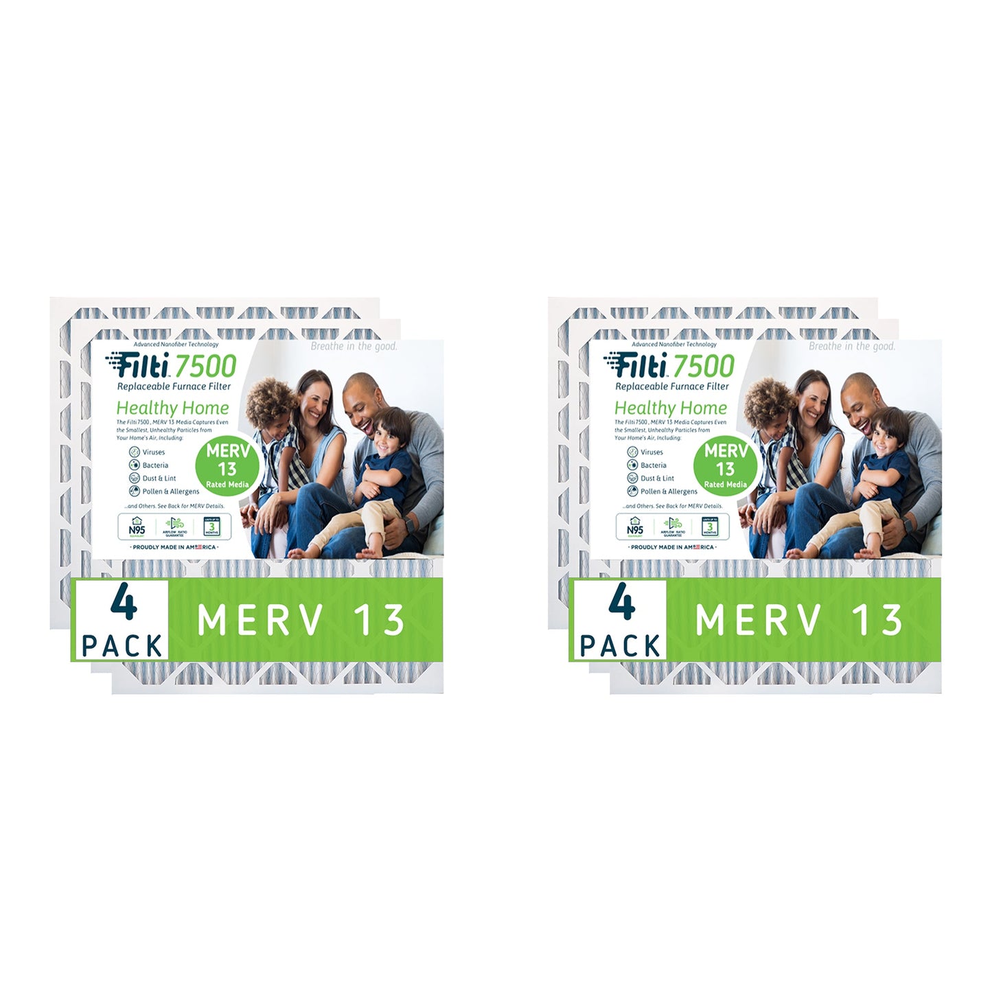 Filti 7500 20 x 25 Inch Pleated Home HVAC Furnace MERV 13 Air Filter (8 Pack)