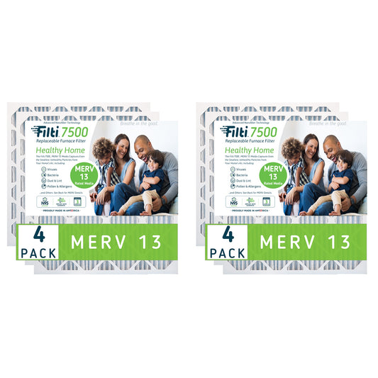 Filti 7500 20x4x20 Inch Pleated Home HVAC Furnace MERV 13 Air Filter (4 Pack)