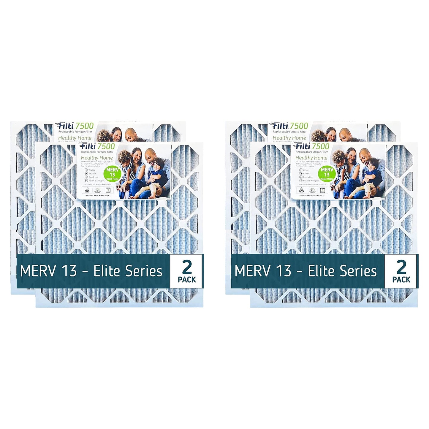 Filti 7500 20x4x25 Inch Pleated Home HVAC Furnace MERV 13 Air Filter (4 Pack)