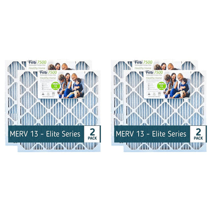 Filti 7500 20x4x25 Inch Pleated Home HVAC Furnace MERV 13 Air Filter (4 Pack)