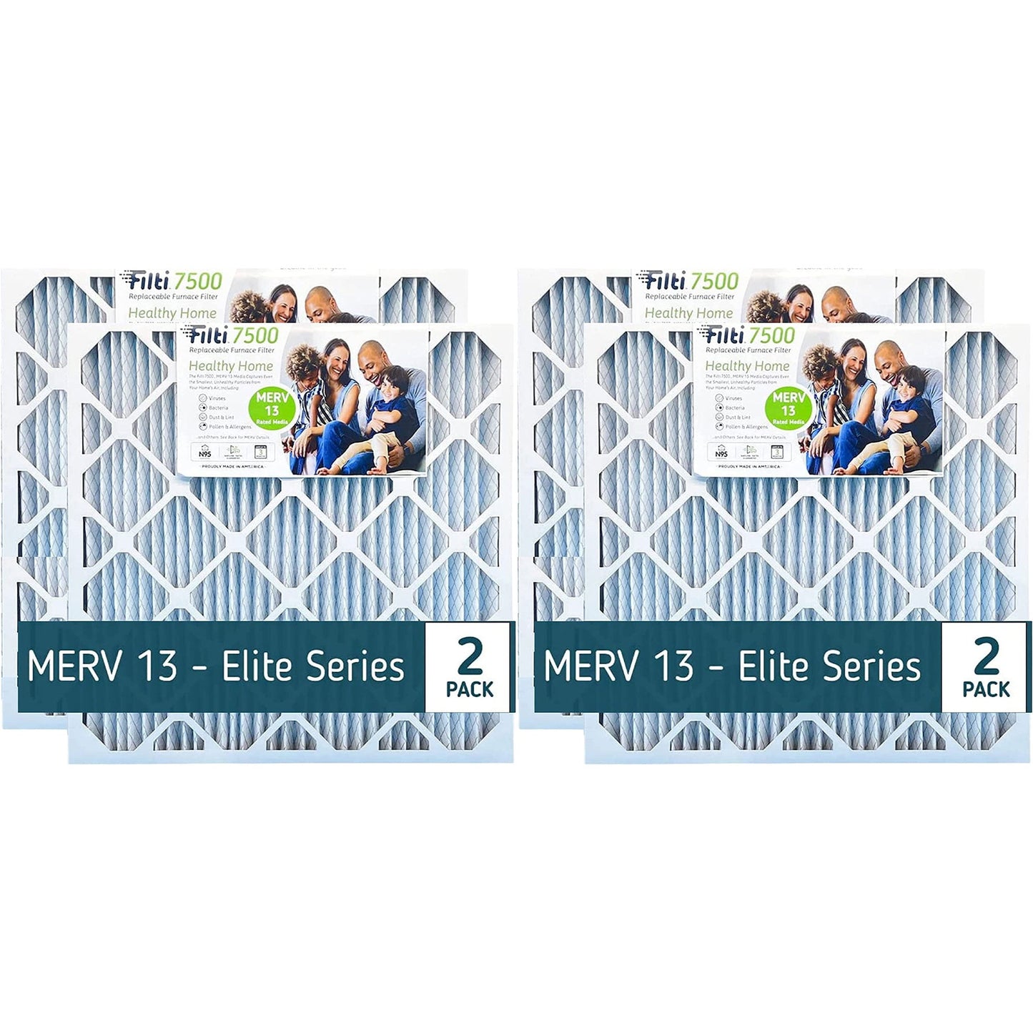 Filti 7500 20x5x25 Inch Pleated Home HVAC Furnace MERV 13 Air Filter (4 Pack)