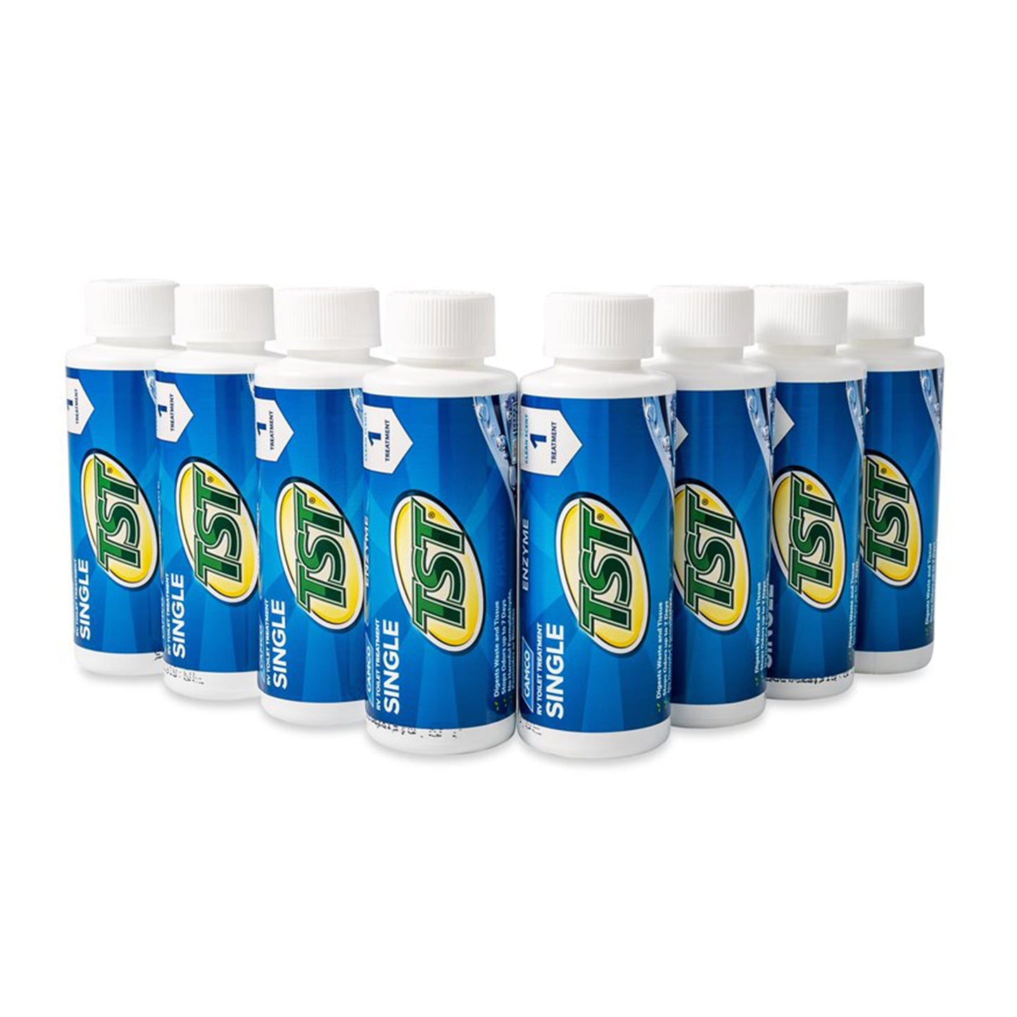 Camco TST Blue Enzyme 4 oz RV Toilet Waste Odor Treatment, Clean Scent (8 Pack)