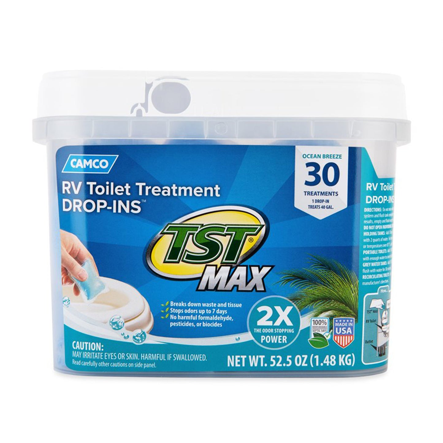 Camco TST MAX 30 Drop-Ins RV Toilet Waste Odor Treatment, Ocean Breeze Scent