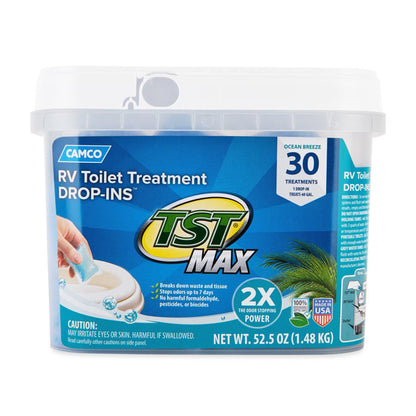 Camco TST MAX 30 Drop-Ins RV Toilet Waste Odor Treatment, Ocean Breeze Scent