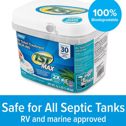 Camco TST MAX 30 Drop-Ins RV Toilet Waste Odor Treatment, Ocean Breeze Scent