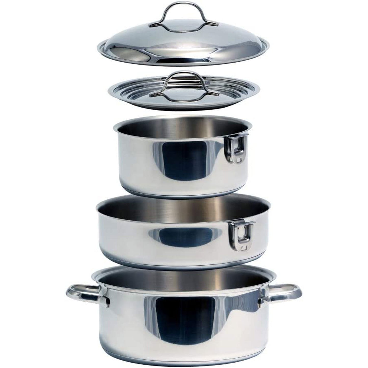 Camco 7 Piece Stainless Steel Cookware Nesting Pot Set w/Handle & Storage Strap