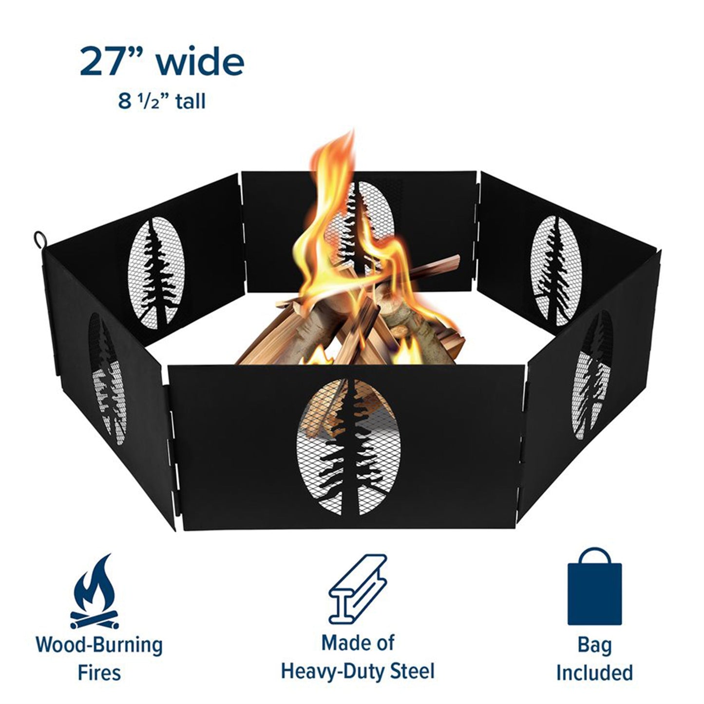 Camco Portable 27 x 8.5" Outdoor Campfire Ring with Bag for Wood Burning Fires