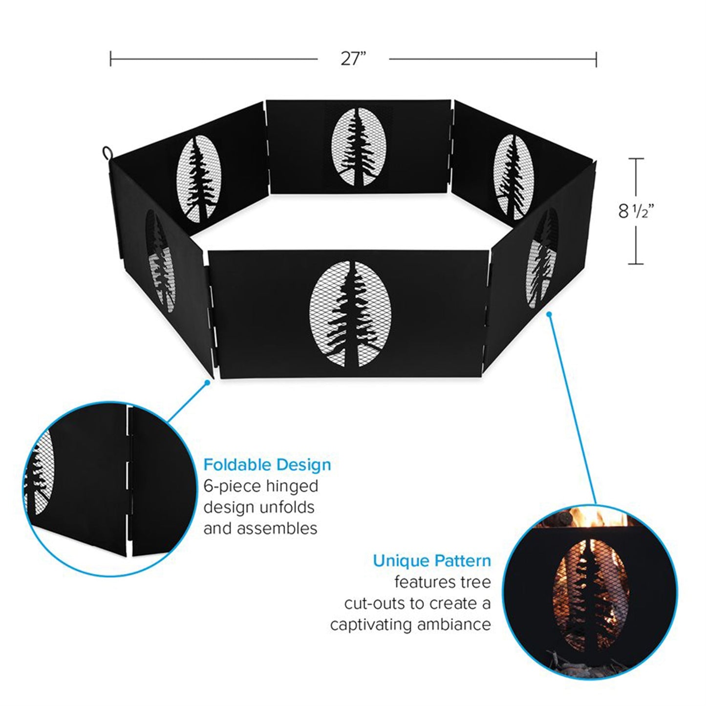 Camco Portable 27 x 8.5" Outdoor Campfire Ring with Bag for Wood Burning Fires