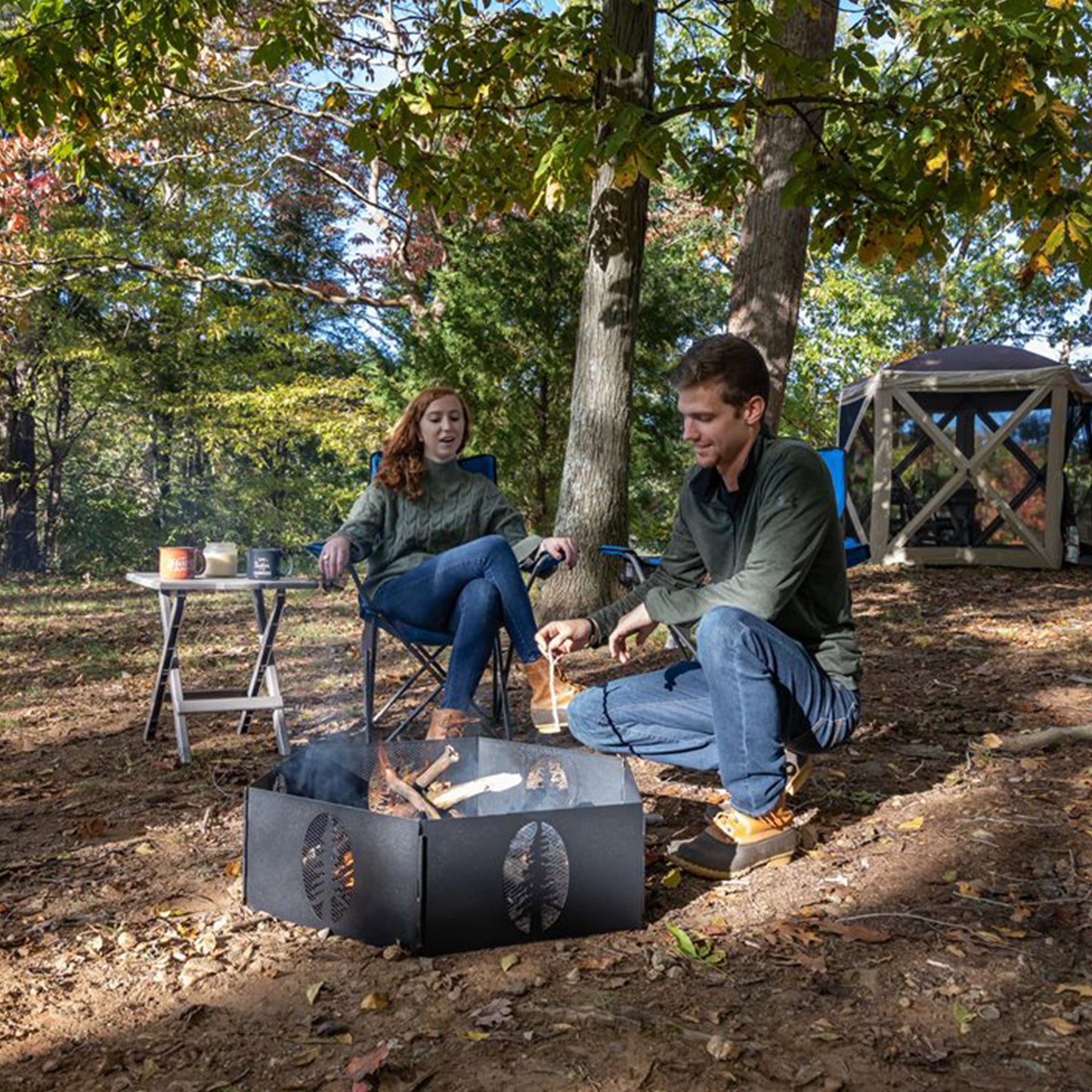 Camco Portable 27 x 8.5" Outdoor Campfire Ring with Bag for Wood Burning Fires