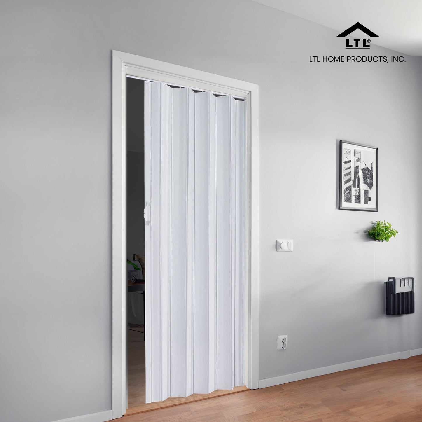 LTL Home Products Via 36" x 80" Vinyl PVC Hinged Single Folding Door, White