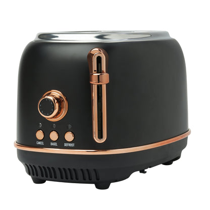 Haden Heritage 2 Slice Wide Slot Stainless Steel Toaster, Black & Copper