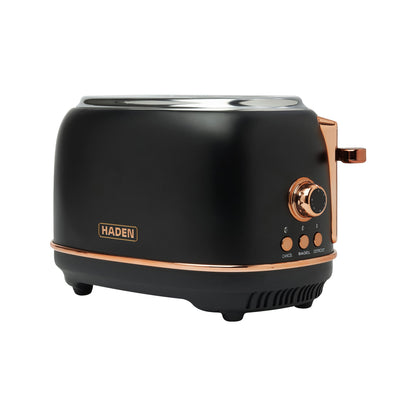 Haden Heritage 2 Slice Wide Slot Stainless Steel Toaster, Black & Copper