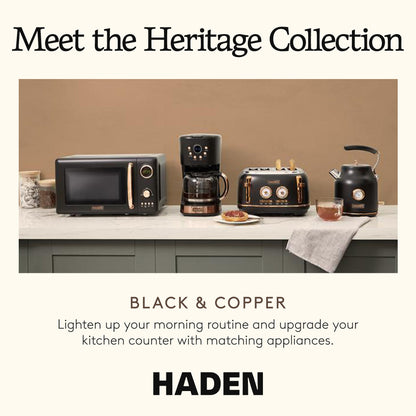 Haden Coffee Machine, 12 Cup Programmable Drip Coffee Maker, Black & Copper