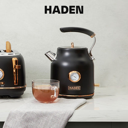 Haden Dorset 1.7 Liter Electric Water Kettle w/ 360-Degree Base, Black & Copper