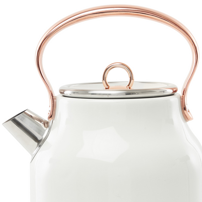 Haden Heritage 1.7 Liter Stainless Steel Electric Water Kettle, Ivory & Copper