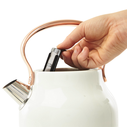 Haden Heritage 1.7 Liter Stainless Steel Electric Water Kettle, Ivory & Copper