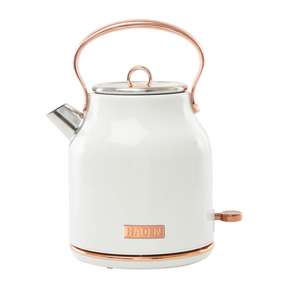 Haden Heritage 1.7 Liter Stainless Steel Electric Water Kettle, Ivory & Copper