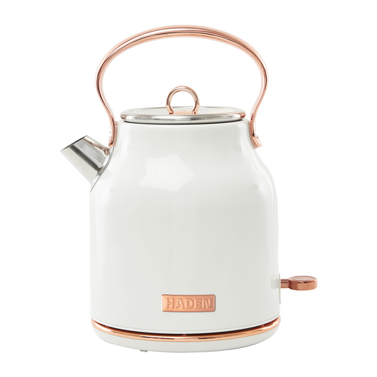 Haden Heritage 1.7 Liter Stainless Steel Electric Water Kettle, Ivory & Copper