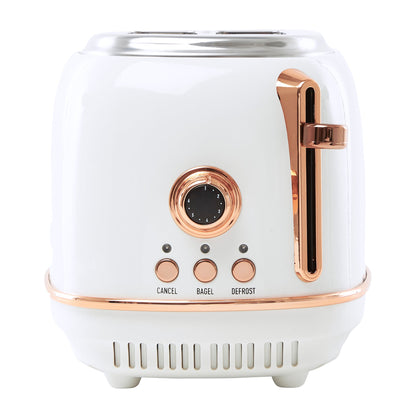 Haden Heritage 2 Slice Wide Slot Stainless Steel Toaster, Ivory & Copper