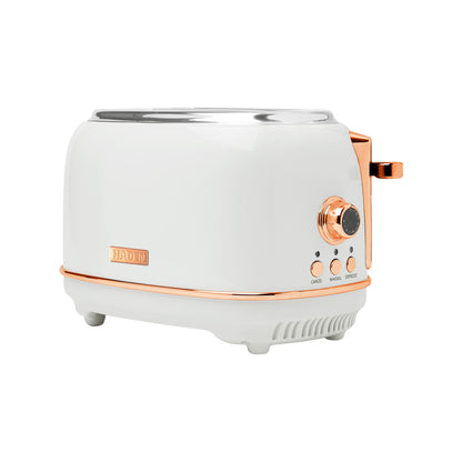 Haden Heritage 2 Slice Wide Slot Stainless Steel Toaster, Ivory & Copper