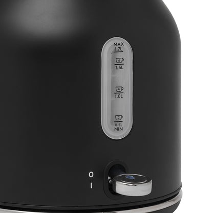 Haden Heritage 1.7 Liter Stainless Steel Electric Water Kettle, Black & Chrome