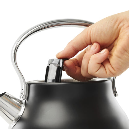 Haden Heritage 1.7 Liter Stainless Steel Electric Water Kettle, Black & Chrome