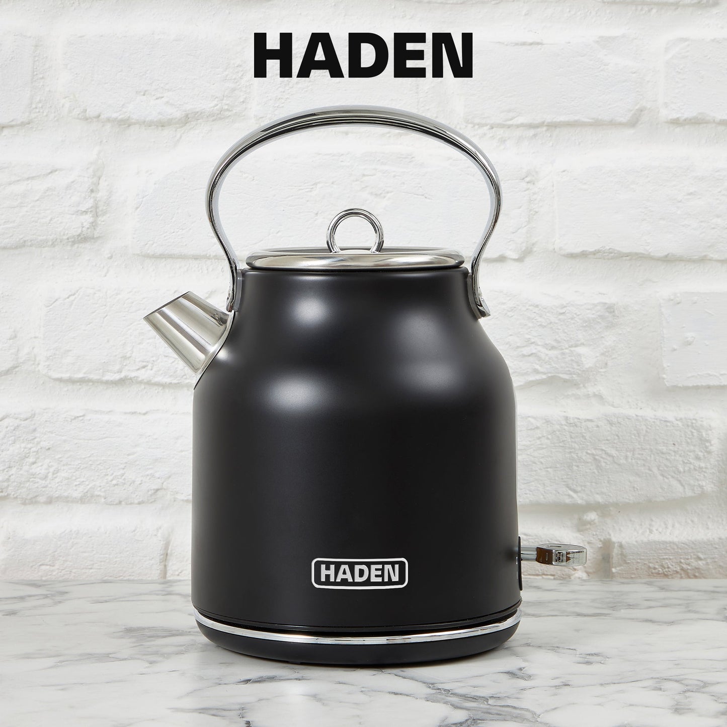 Haden Heritage 1.7 Liter Stainless Steel Electric Water Kettle, Black & Chrome