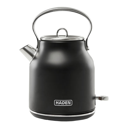 Haden Heritage 1.7 Liter Stainless Steel Electric Water Kettle, Black & Chrome