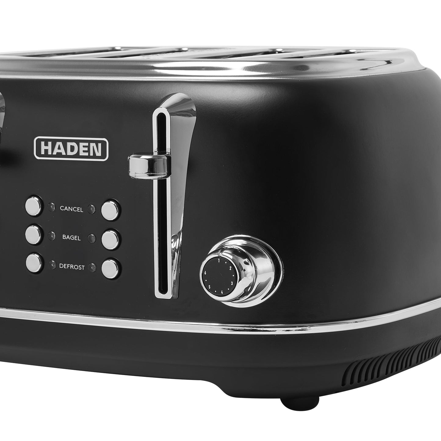 Haden Heritage 4 Slice Wide Slot Stainless Steel Toaster, Black & Chrome