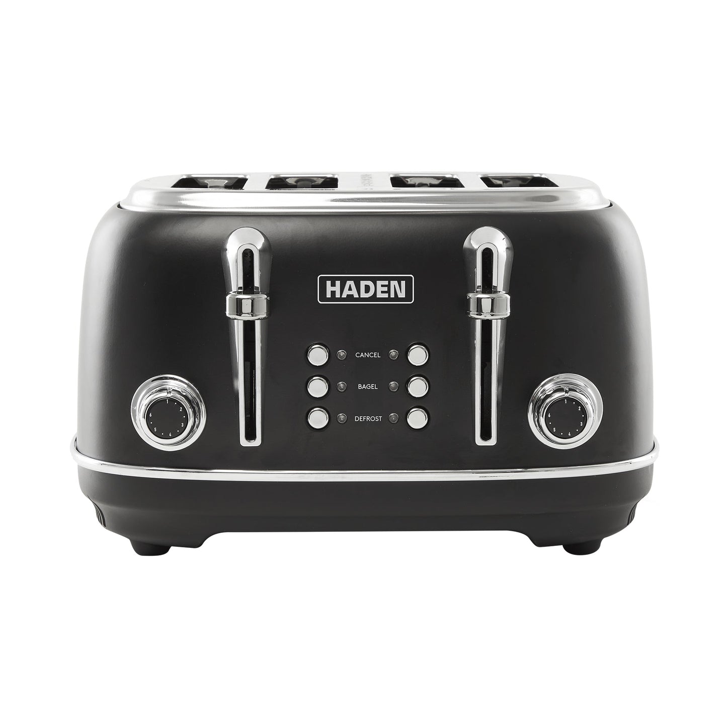 Haden Heritage 4 Slice Wide Slot Stainless Steel Toaster, Black & Chrome