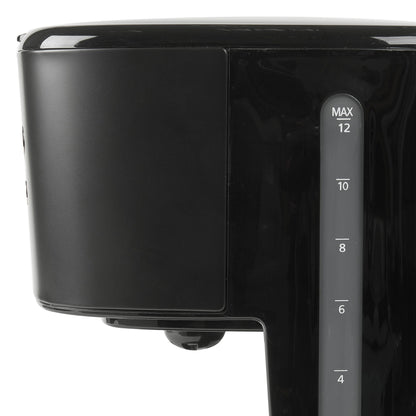 Haden Coffee Machine, 12 Cup Programmable Drip Coffee Maker, Black & Chrome