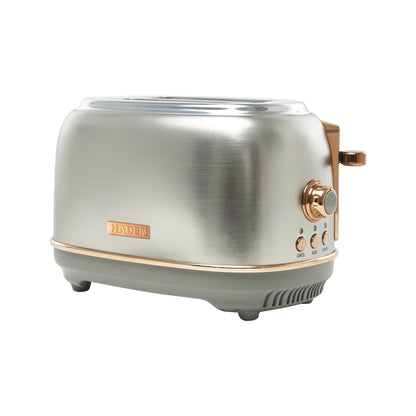 Haden Heritage 2 Slice Wide Slot Stainless Steel Toaster, Steel & Copper