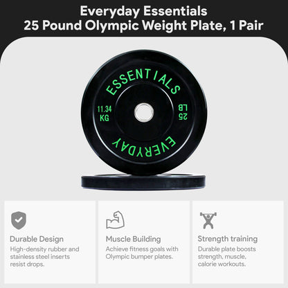 BalanceFrom Everyday Essentials 25 Pound Olympic Weight Plate, 1 Pair, Black