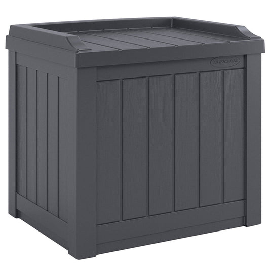 Suncast 22 Gallon Outdoor Patio Small Deck Box with Storage Seat, Cyberspace