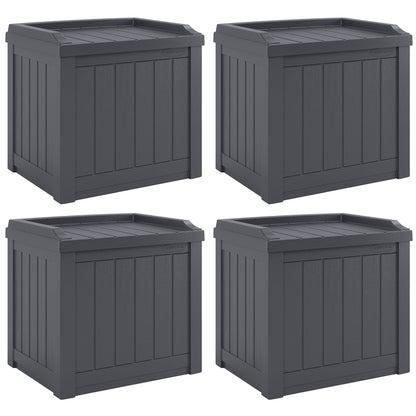 Suncast 22 Gal Outdoor Patio Small Deck Box w/Storage Seat, Cyberspace (4 Pack)