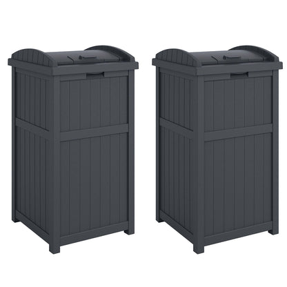 Suncast 30 Gallon Hideaway Trash Waste Bins for Outdoor, Cyberspace (2 Pack)