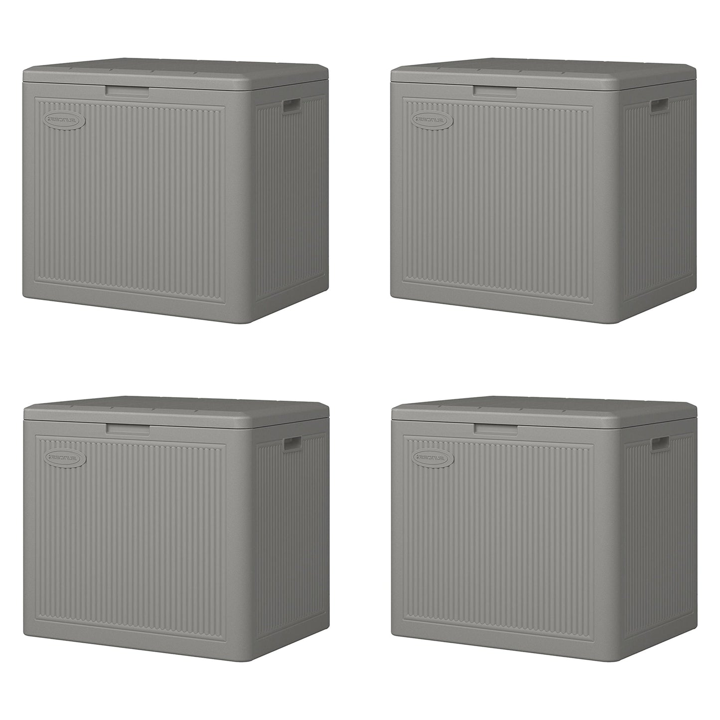 Suncast 22 Gallon Indoor Outdoor Small Patio Deck Storage Box, Stoney (4 Pack)
