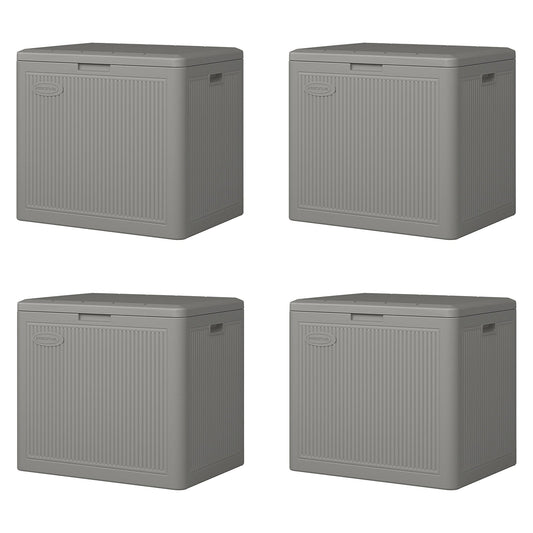 Suncast 22 Gallon Indoor Outdoor Small Patio Deck Storage Box, Stoney (4 Pack)