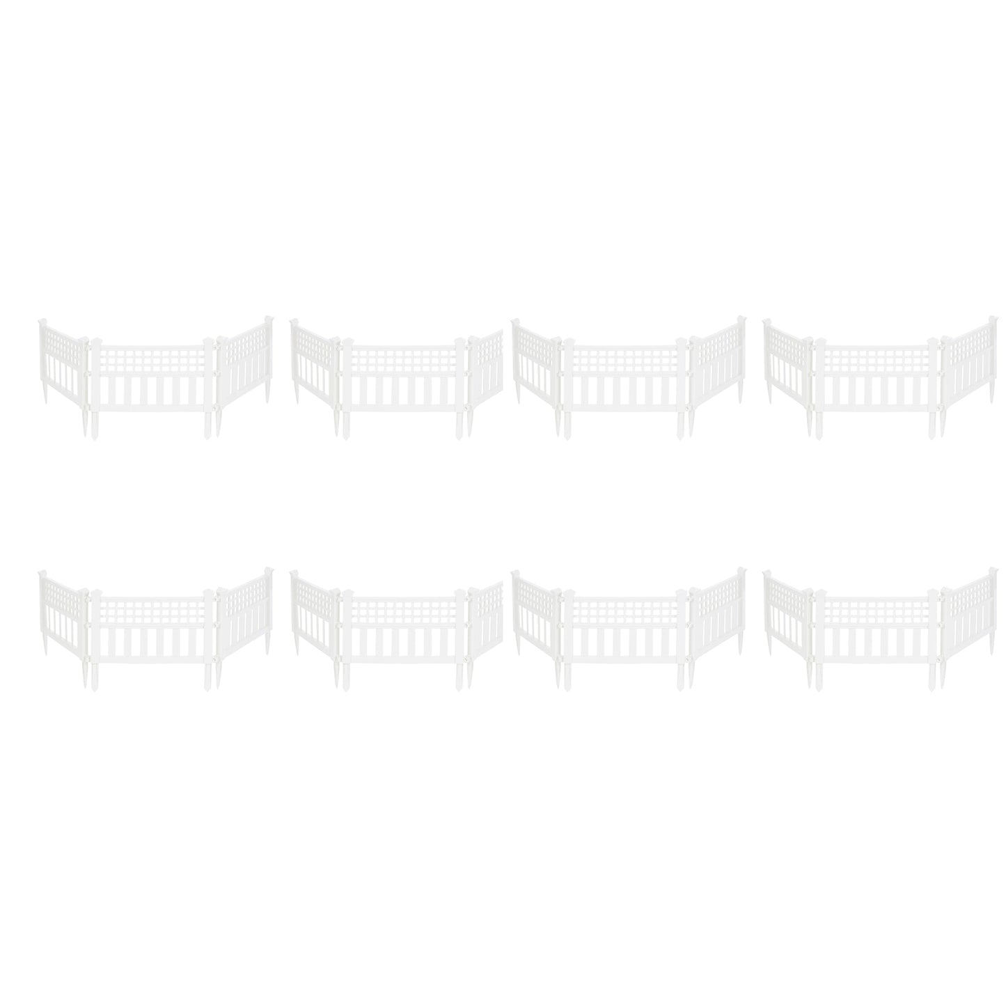 Suncast Grand View 14.5 x 24 Inch Yard Garden Border Fence Panel, White (8 Pack)