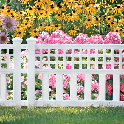 Suncast Grand View 14.5 x 24 Inch Yard Garden Border Fence Panel, White (8 Pack)