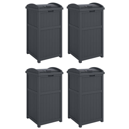 Suncast 30 Gallon Hideaway Trash Waste Bins for Outdoor, Cyberspace (4 Pack)